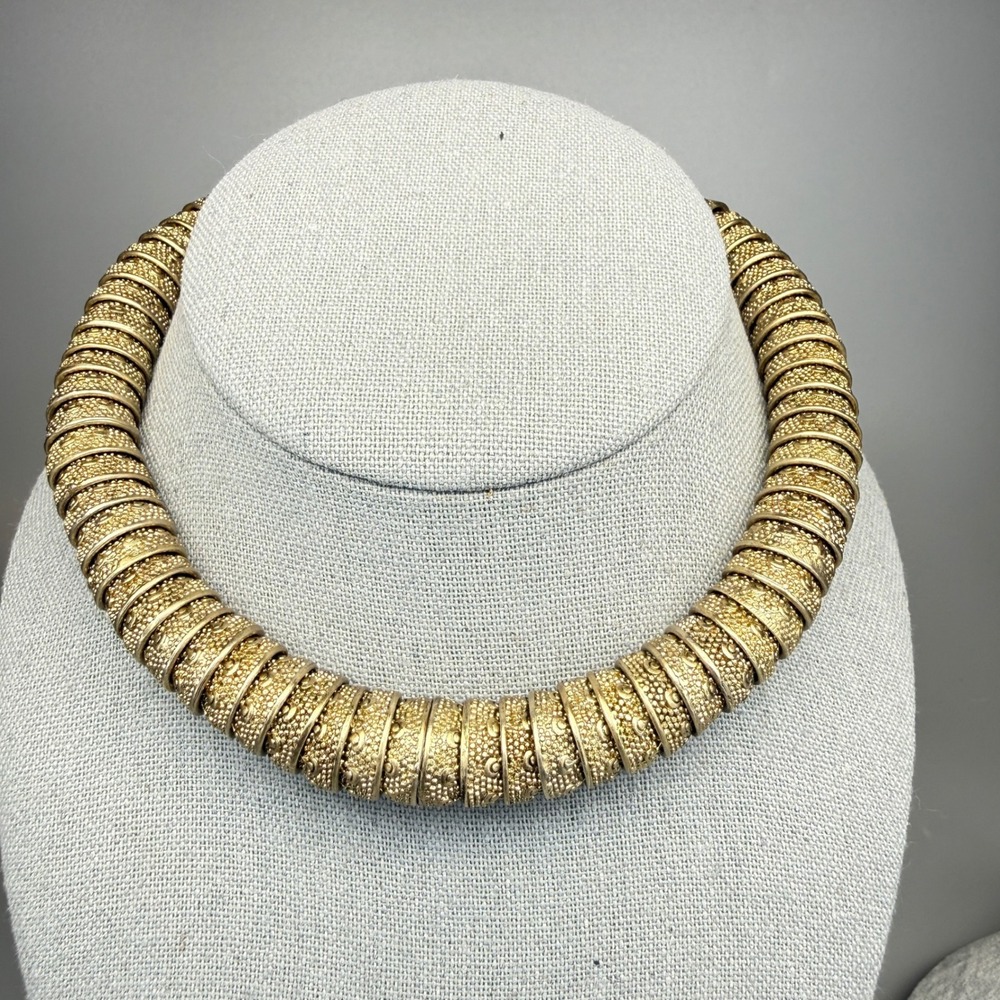 Vintage Monet Necklace Gold Tone EXTRA SMALL 11"-13" Egyptian Revival READ